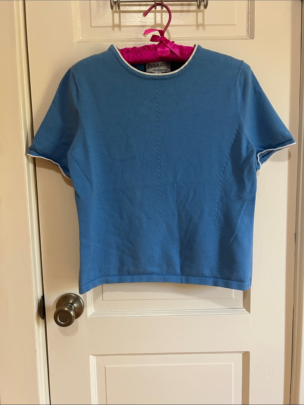 Pendleton Sky Blue Short Sleeve Knit Tee with White Trim